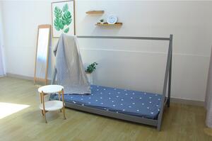TEMPO Montessori posteľ, šedá, borovicové drevo, GROSI