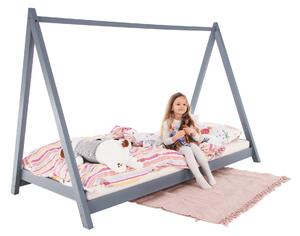 TEMPO Montessori posteľ, šedá, borovicové drevo, GROSI