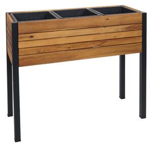Kvetináč HWC-L22, 75x81x30cm, hliník, akáciové drevo - hnedá