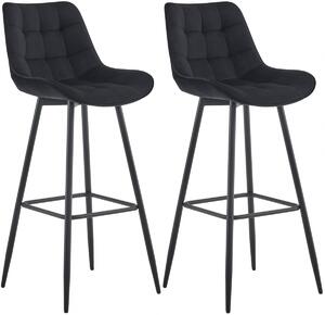 2x Barová stolička Dartford - zamat - Čierna