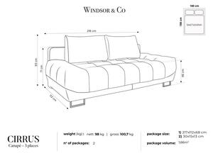 Béžová trojmiestna rozkladacia pohovka so zamatovým poťahom Windsor & Co Sofas Cirrus