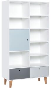 Knižnica s modrými dvierkami z dubového dreva Vox Concept, 105 x 201,5 cm