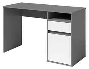 TEMPO PC stôl, tmavo šedá-grafit/biela, BILI