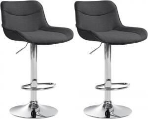 2x Barová stolička Vonore - látka, chróm - Tmavo sivá