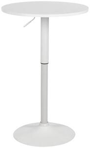 Barový stôl Lamoni - v85-106 cm x Ø60 cm - Biela/biela