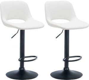 2x Barová stolička Camden - koženka, čierny rám - Biela