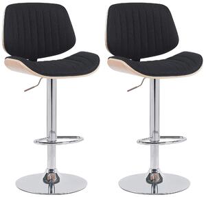 2x Barová stolička Clawson - látka, chróm rám - prírodná/čierna