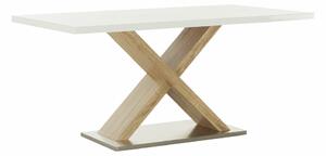 Jedálenský stôl, biela s vysokým leskom HG/dub sonoma, 160x90 cm, FARNEL