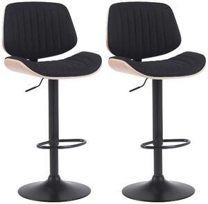 2x Barová stolička Clawson - látka, čierny rám - prírodná/čierna
