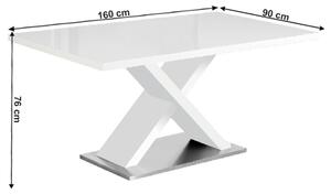TEMPO Jedálenský stôl, biela s vysokým leskom HG, 160x90 cm, Farnel