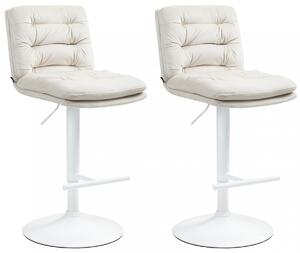 2x Barová stolička Damar - zamat, biely rám - cream
