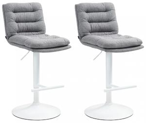 2x Barová stolička Damar - látka, biely rám - šedá
