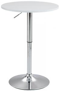Barový stôl Lamoni - v85-106 cm x Ø60 cm - Biela