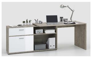 Písací stôl DIEGO 1 dub pieskový/biela vysoký lesk