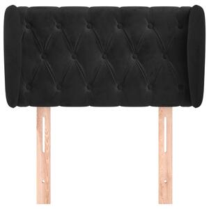 Čelo postele so záhybmi čierne 83x23x78/88 cm zamat