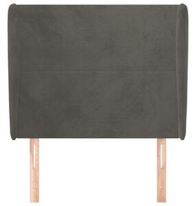 Čelo postele so záhybmi tmavosivé 83x23x118/128 cm zamat