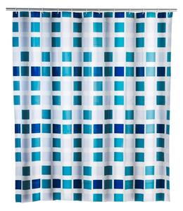 Modrý sprchový záves Wenko Mosaic, 180 × 200 cm