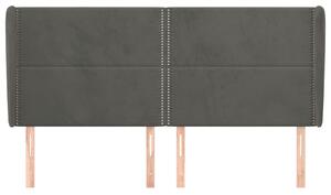 Čelo postele so záhybmi tmavosivé 203x23x118/128 cm zamat