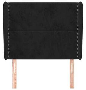 Čelo postele so záhybmi čierne 103x23x118/128 cm zamat