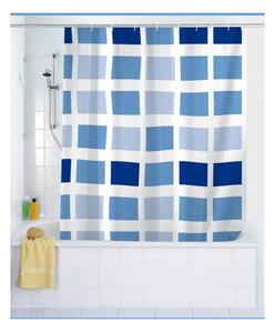 Modrý sprchový záves Wenko Mosaic, 180 × 200 cm