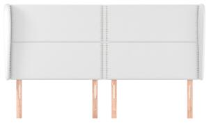 Čelo postele so záhybmi biely 203x23x118/128 cm umelá koža