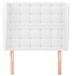 Čelo postele so záhybmi biely 93x23x118/128 cm umelá koža