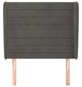 Čelo postele so záhybmi tmavosivé 103x23x118/128 cm zamat