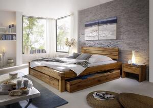 YUKON posteľ so zásuvkou 140x200cm, prírodný masívny dub