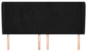 Čelo postele so záhybmi čierne 203x23x118/128 cm zamat