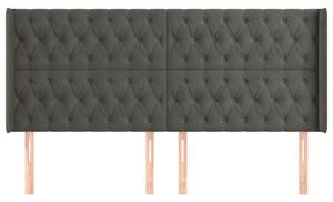 Čelo postele so záhybmi tmavosivé 203x16x118/128 cm zamat