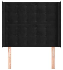 Čelo postele so záhybmi čierne 93x16x118/128 cm zamat