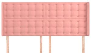 Čelo postele so záhybmi ružový 183x16x118/128 cm zamat
