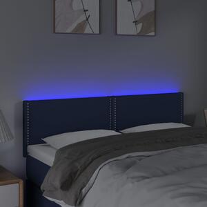 Čelo postele s LED modré 144x5x78/88 cm látka
