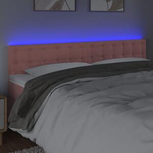 Čelo postele s LED ružové 180x5x78/88 cm zamat