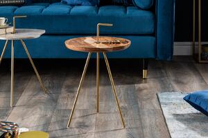 Príručný stolík CLEVO 36 cm - prírodná, zlatá