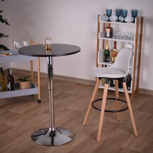 Barový stôl s nastaviteľnou výškou, čierna, priemer 60 cm, BRANY NEW