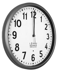 LAVVU Sivé hodiny Accurate Metallic Silver riadené rádiovým signálom, pr. 30 cm