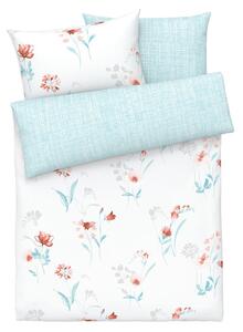 LIVARNO home Džersejová posteľná bielizeň, 200 x 220 cm, 70 x 90 cm (kvety/biela) (100340513)