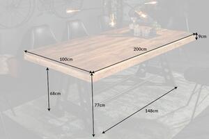Jedálenský stôl IRONIC 200 cm - prírodná, čierna
