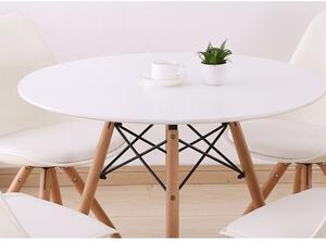 KONDELA Jedálenský stôl, biela/buk, priemer 60 cm, GAMIN NEW 60