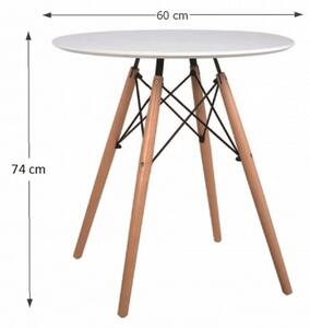 KONDELA Jedálenský stôl, biela/buk, priemer 60 cm, GAMIN NEW 60