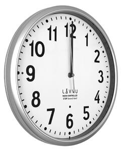 LAVVU Strieborné hodiny Accurate Metallic Silver riadené rádiovým signálom