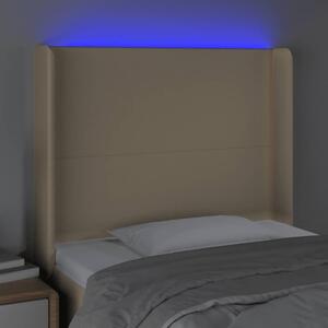 Čelo postele s LED krémové 103x16x118/128 cm látka