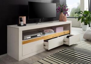 ALBURY TV stolík 160x55 cm, borovica, biela