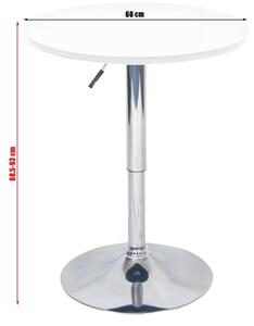 Tempo Kondela Barový stôl s nastaviteľnou výškou, biela, BRANY NEW