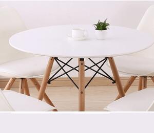 KONDELA Jedálenský stôl, biela/buk, priemer 90 cm, GAMIN NEW 90