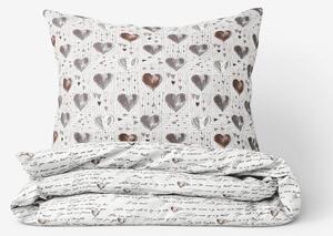 Goldea flanelové posteľné obliečky - srdca a zamilované texty 140 x 200 a 70 x 90 cm