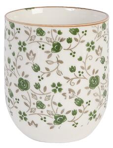 Kalíšok na čaj zelena kvietka - pr 6*8 cm / 0.1L - Clayre & Eef