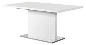 TEMPO Rozkladací jedálenský stôl, biela vysoký lesk HG, 160-200x90 cm, KORINTOS