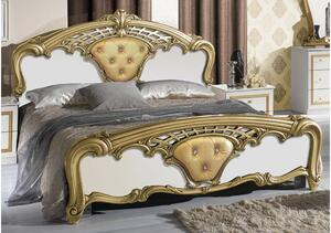 Spálňa BAROK BIANCO- zlatá, biela, 6 dverová skriňa, posteľ 180x200 cm